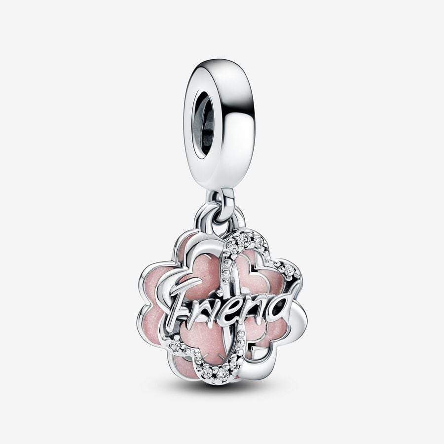 Charm Colgante Doble Trébol De Cuatro Hojas De La Amistad
