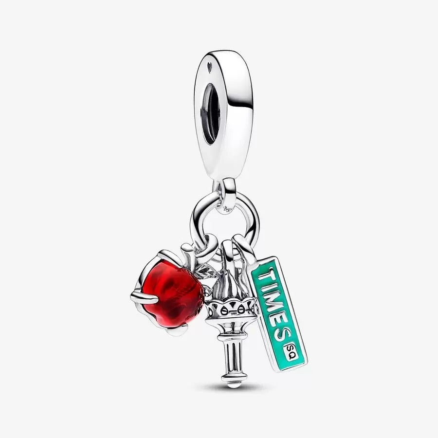 Charm Colgante Triple Nueva York, Gran Manzana, Antorcha y Letrero