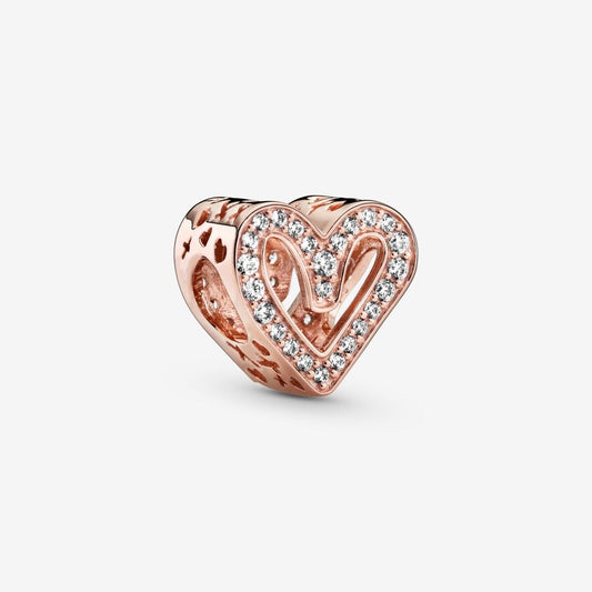 Charm Corazón Mano Alzada Oro Rosa