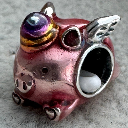 Charm Cerdo Unicornio Volador Pandora Vista Lateral