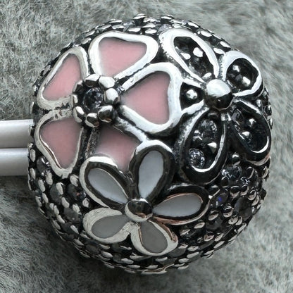 Charm Clip De Seguridad Flores Brillantes Pandora Vista Desde Atrás