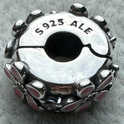 Charm Clip De Seguridad Flores Rosas Brillantes Pandora Vista Lateral