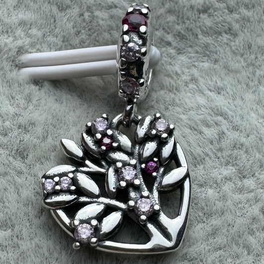 Charm Colgante Árbol Brillante Rosa Pandora Vista Frontal