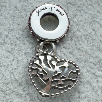 Charm Colgante Árbol De La Vida Forma De Corazón Pandora Vista Del Costado