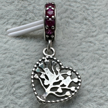 Charm Colgante Árbol De La Vida Forma De Corazón Pandora Vista Desde Atrás