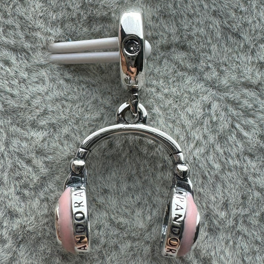 Charm Colgante Audífonos Rosas Pandora Vista Frontal