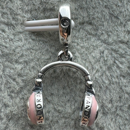 Charm Colgante Audífonos Rosas Pandora Vista Frontal