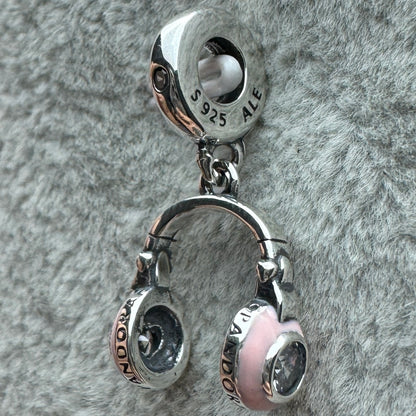 Charm Colgante Audífonos Rosas Pandora Vista Lateral