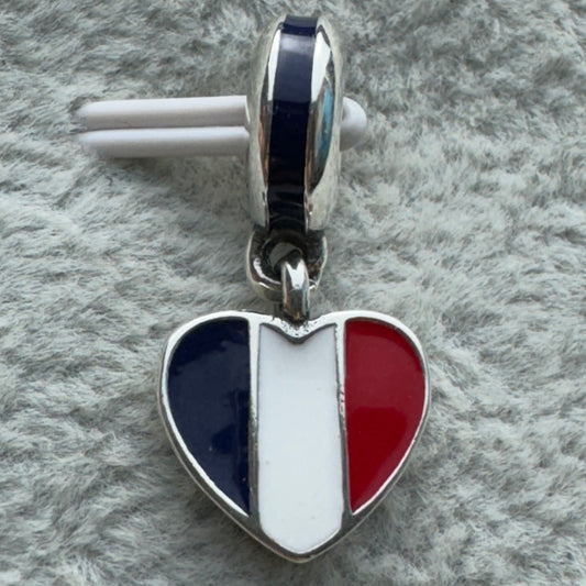 Charm Colgante Corazón Bandera De Francia Pandora Vista Frontal