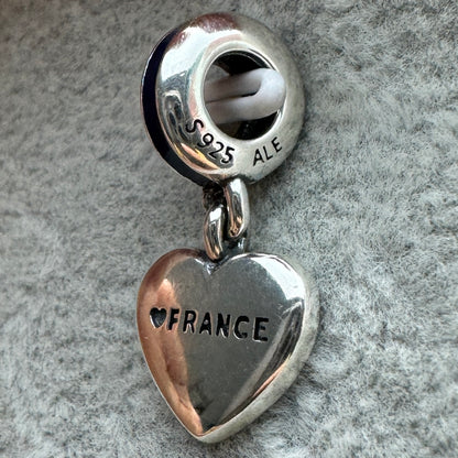 Charm Colgante Corazón Bandera De Francia Pandora Vista Lateral