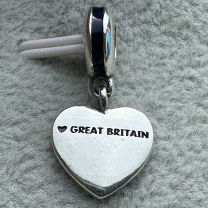 Charm Colgante Corazón Bandera De Gran Bretaña Pandora Vista Desde Atrás
