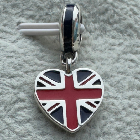 Charm Colgante Corazón Bandera De Gran Bretaña Pandora Vista Frontal
