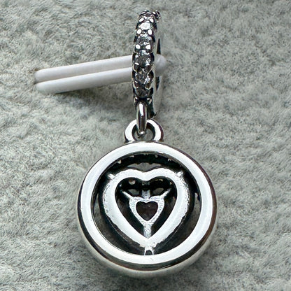Charm Colgante Corazón Doble Halo Brillante Pandora Vista Desde Atrás