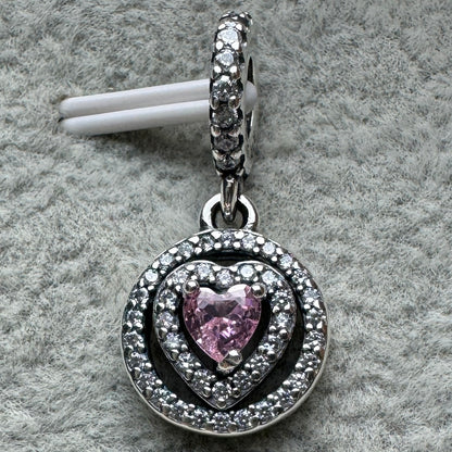 Charm Colgante Corazón Doble Halo Brillante Pandora Vista Frontal
