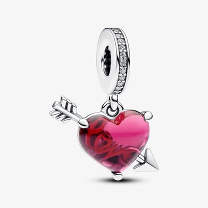 Charm Colgante Corazón Rojo Love De Cristal De Murano Pandora