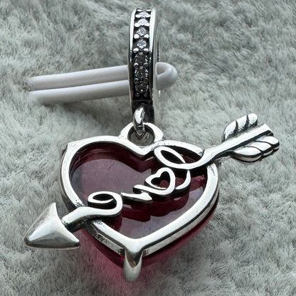 Charm Colgante Corazón Rojo Love De Cristal De Murano Pandora Vista Desde Atrás