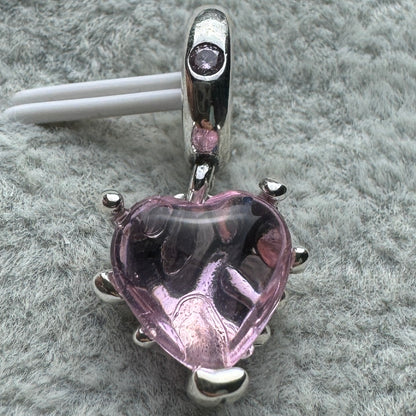 Charm Colgante Corazón Rosa De Cristal De Murano Y Árbol De La Familia Pandora Vista Frontal