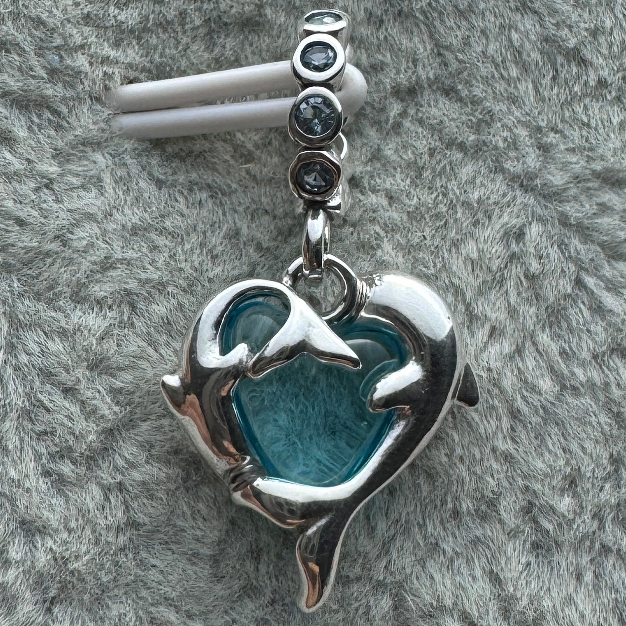 Charm Colgante Delfines De Cristal De Murano Azul Pandora Vista Desde Atrás