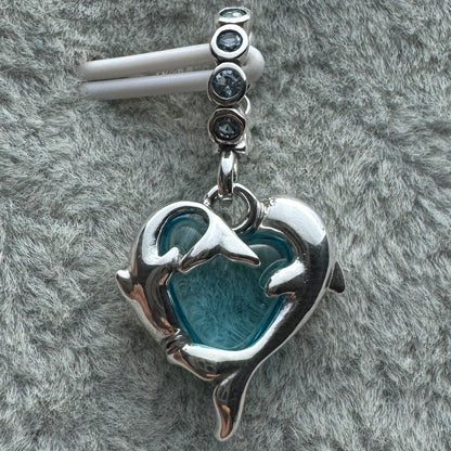 Charm Colgante Delfines De Cristal De Murano Azul Pandora Vista Desde Atrás