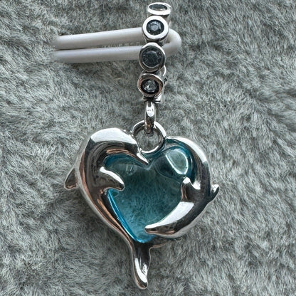 Charm Colgante Delfines De Cristal De Murano Azul Pandora Vista Frontal