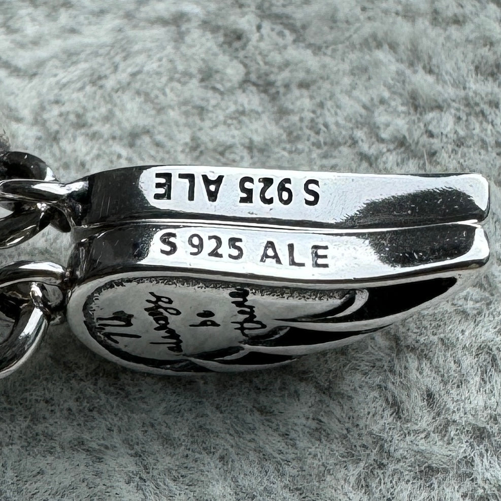 Charm Colgante Doble Alas De Ángel Brillantes Azul Pandora Vista Lateral