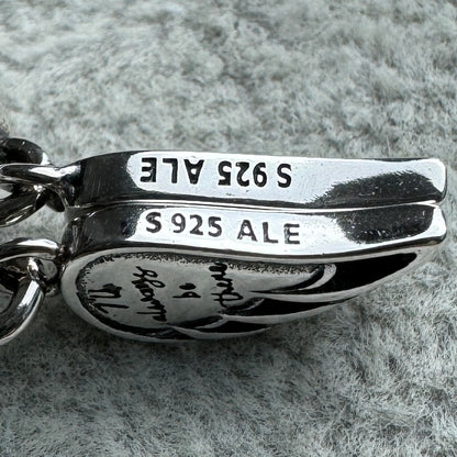 Charm Colgante Doble Alas De Ángel Brillantes Azul Pandora Vista Lateral