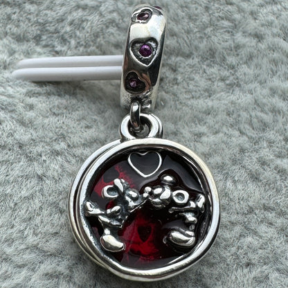 Charm Colgante Doble Amor Y Besos Mickey Y Minnie Disney Pandora Vista Frontal