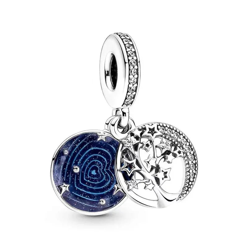 Charm Colgante Doble Árbol, Estrellas Y Luna De La Galaxia Pandora
