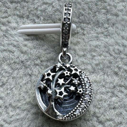 Charm Colgante Doble Árbol, Estrellas Y Luna De La Galaxia Pandora Vista Frontal