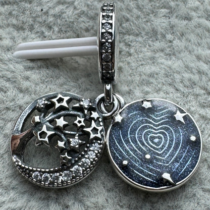 Charm Colgante Doble Árbol, Estrellas Y Luna De La Galaxia Pandora Vista Frontal Abierto