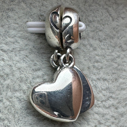Charm Colgante Doble Corazón Madre E Hijo Pandora Vista Frontal