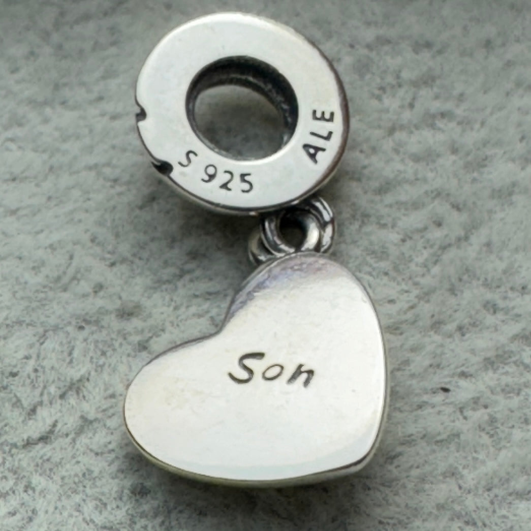 Charm Colgante Doble Corazón Madre E Hijo Pandora Vista Frontal Corazón Hijo