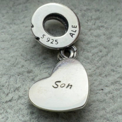 Charm Colgante Doble Corazón Madre E Hijo Pandora Vista Frontal Corazón Hijo