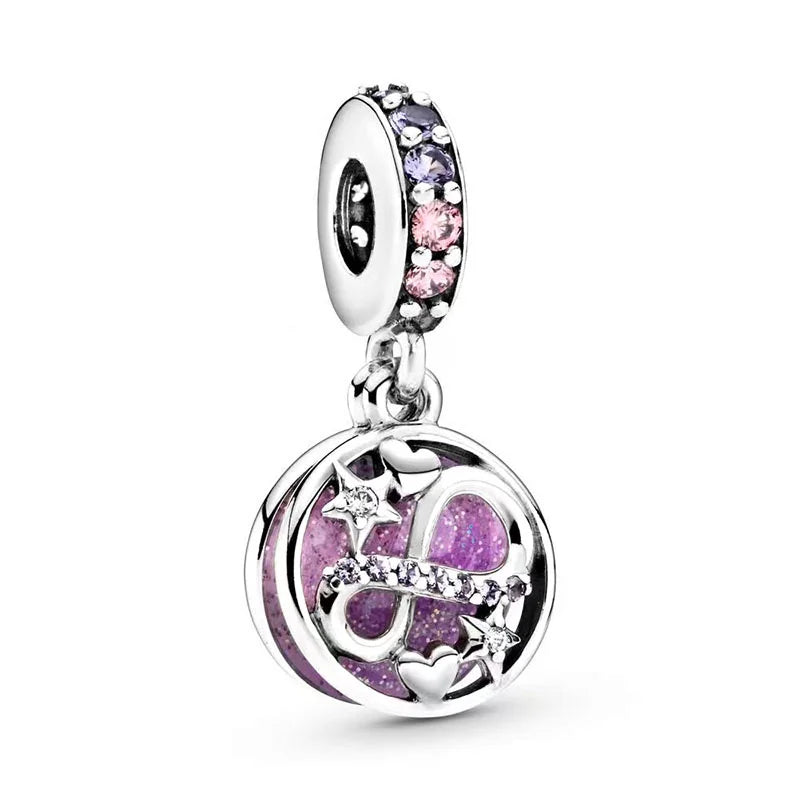 Charm Colgante Doble Corazón Infinito y Estrellas Brillantes Pandora
