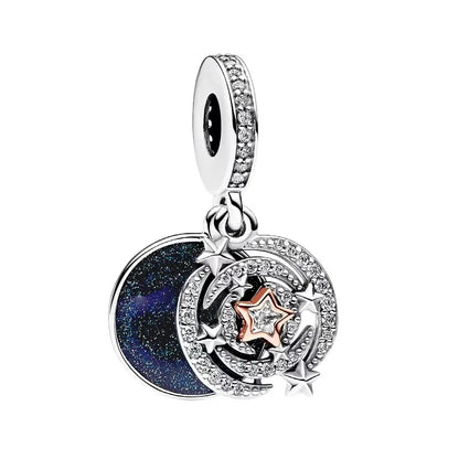 Charm Colgante Doble Estrella Fugaz Brillante En Dos Tonos Pandora