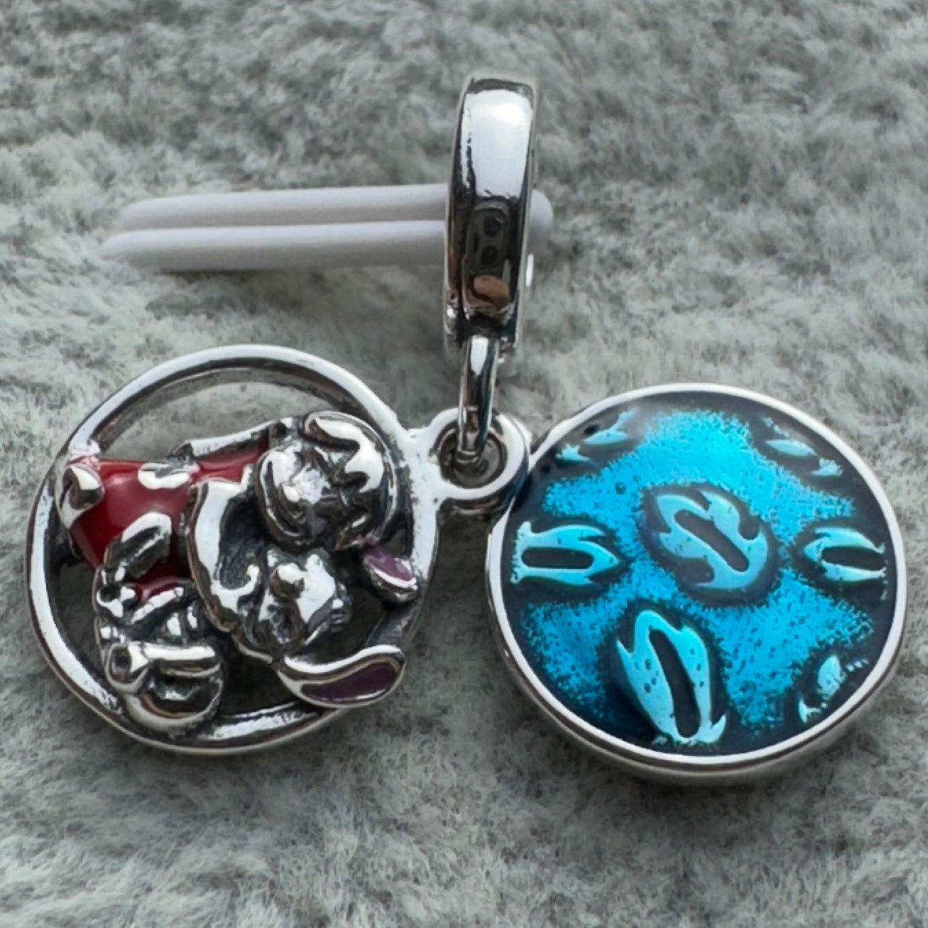 Charm Colgante Doble Familia Lilo Y Stitch Disney Pandora Vista Frontal Abierta