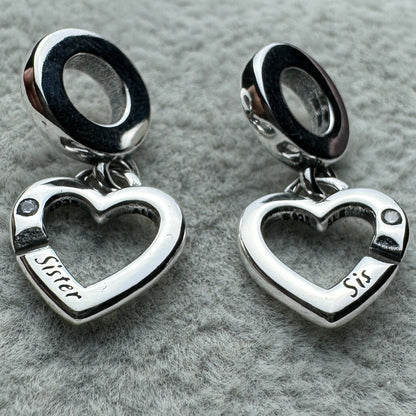 Charm Colgante Doble Hermanas Unidas Corazones Pandora Vista Del Costado