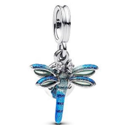Charm Colgante Doble Libélula Azul Pandora