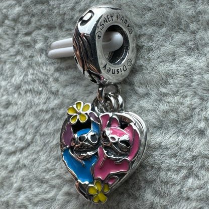 Charm Colgante Doble Lilo Y Stitch Disney Parks Pandora Vista Lateral