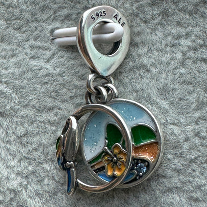 Charm Colgante Doble Pájaros De Brazil Pandora Vista Del Costado