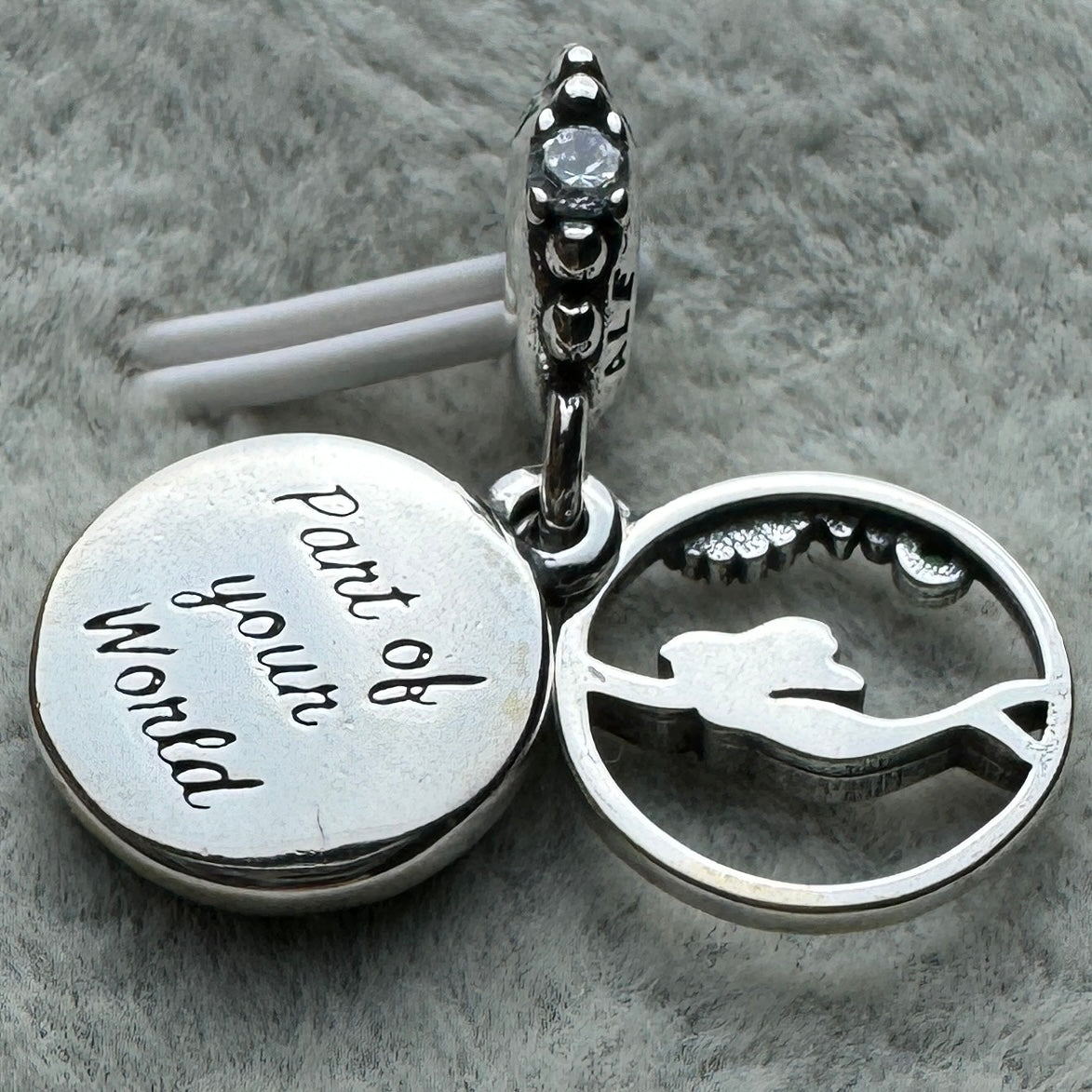 Charm Colgante Doble Princesa Ariel Sirenita Disney Pandora Vista Desde Atrás