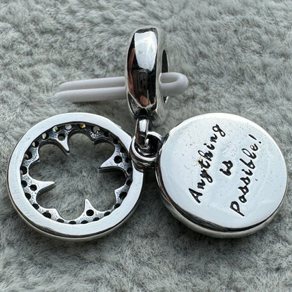 Charm Colgante Doble Trébol Brillante Pandora Vista Desde Atrás