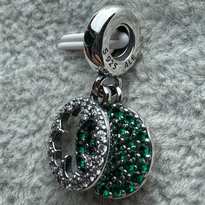 Charm Colgante Doble Trébol Brillante Pandora Vista Lateral