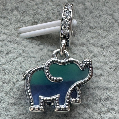 Charm Colgante Elefante De Cristal De Murano Azul Pandora Vista Desde Atrás