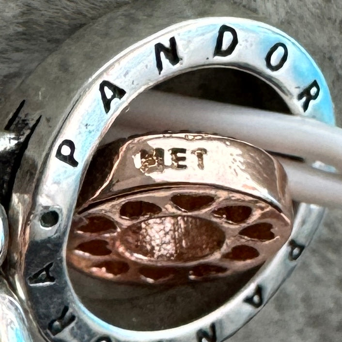 Charm Colgante Logotipo Rosado Pandora Vista Del Interior
