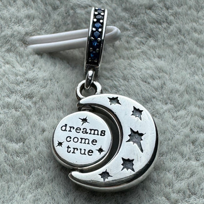 Charm Colgante Luna Y Estrella Azul Giratoria Brillante Pandora Vista Desde Atrás