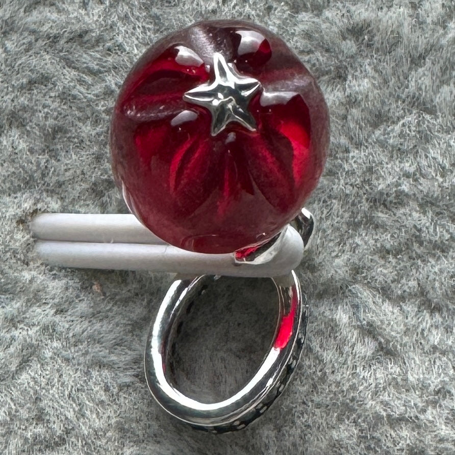 Charm Colgante Manzana Roja De Cristal De Murano Pandora Vista Desde Abajo