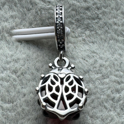 Charm Colgante Mariquita Roja De Cristal De Murano Pandora Vista Desde Atrás
