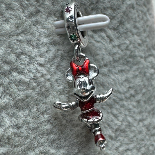 Charm Colgante Minnie Patinando Sobre Hielo Disney Pandora Vista Frontal