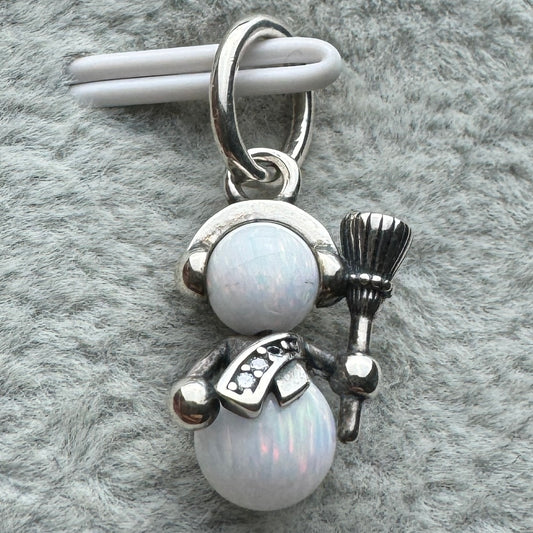 Charm Colgante Opalescente Muñeco De Nieve Pandora Vista Frontal